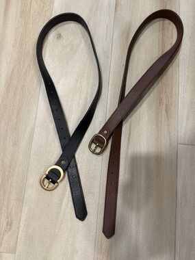 Women's  Belt in Black and Brown with Gold Buckles